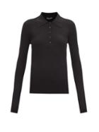 Matchesfashion.com Dolce & Gabbana - Ribbed Wool Polo Sweater - Womens - Black