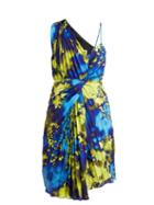 Matchesfashion.com Msgm - Tie Dye Pleated One Shoulder Dress - Womens - Yellow
