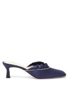 Matchesfashion.com Wandler - Isa Crystal-trimmed Satin Mules - Womens - Navy