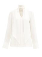 Matchesfashion.com Joseph - Bethan Pussy-bow Silk-georgette Blouse - Womens - Ivory