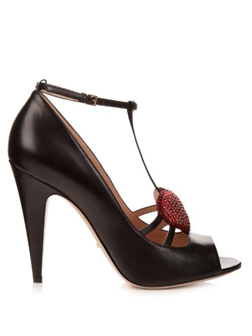 Gucci Molina Heart-embellished Leather Pumps