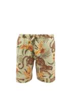 Desmond & Dempsey - Soleia-print Linen Pyjama Shorts - Mens - Green Multi