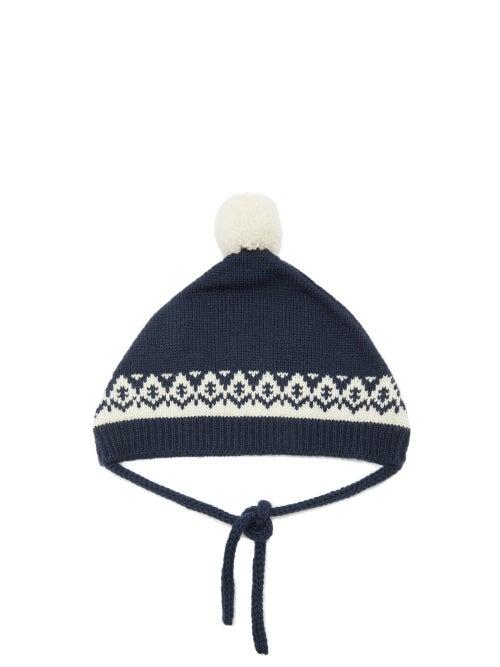 Bode - Pompom Wool Beanie Hat - Womens - Navy Multi