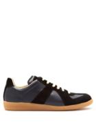 Matchesfashion.com Maison Margiela - Replica Suede Panel Low Top Leather Trainers - Mens - Navy Multi
