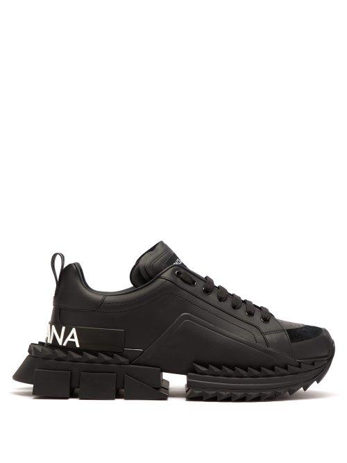 Matchesfashion.com Dolce & Gabbana - Super King Exaggerated Sole Leather Trainers - Mens - Black