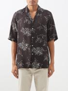 Officine Gnrale - Eren Calligraphy-print Cotton-voile Shirt - Mens - Black Multi