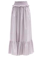 Matchesfashion.com Loretta Caponi - Amira Striped Cotton Maxi Skirt - Womens - Blue Stripe
