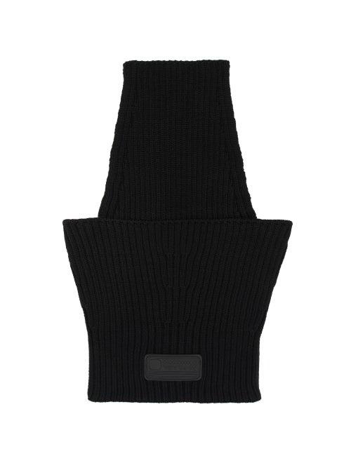 Matchesfashion.com Prada - Rubberised Logo Patch Ribbed Virgin Wool Snood - Mens - Black