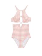 Matchesfashion.com Ephemera - Underwired Cutout Gingham Swimsuit - Womens - Pink Print