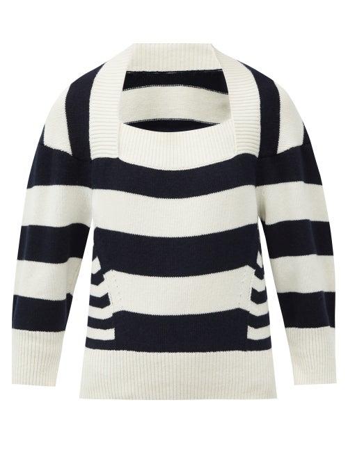 Matchesfashion.com Alexander Mcqueen - Square-neck Striped Sweater - Womens - White Multi