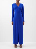 Norma Kamali - Dolman Sleeve Stretch-jersey Gown - Womens - Cobalt Blue