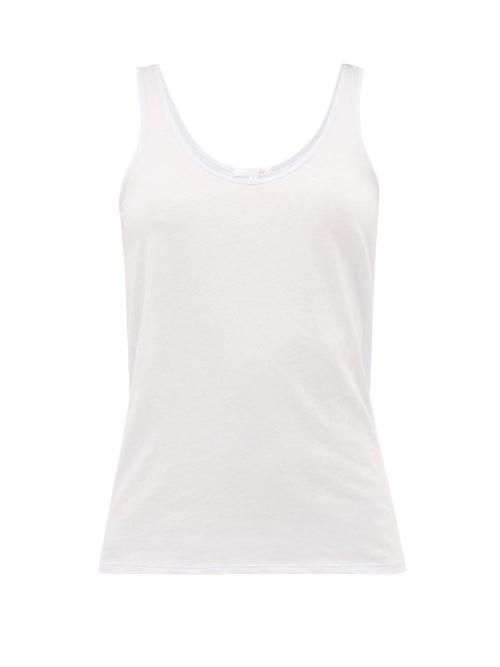 Ladies Lingerie Skin - Scoop-neck Cotton-jersey Tank Top - Womens - Light Blue