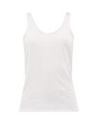 Ladies Lingerie Skin - Scoop-neck Cotton-jersey Tank Top - Womens - Light Blue