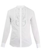 Alexander Mcqueen Leaf-embroidered Mandarin-collar Cotton Shirt
