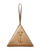 Matchesfashion.com Saint Laurent - Pyramid Metallic Leather Clutch Bag - Womens - Gold