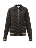 Matchesfashion.com Gucci - Logo-jacquard Wool-blend Track Jacket - Womens - Black Gold