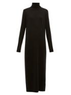Matchesfashion.com Allude - Roll Neck Wool Blend Maxi Sweater Dress - Womens - Black