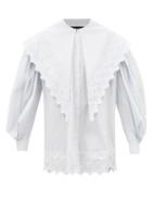 Simone Rocha - Broderie Anglaise-collar Poplin Mini Dress - Womens - Light Blue