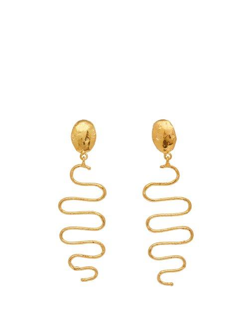 Matchesfashion.com Sylvia Toledano - Hammered Wave Shape Earrings - Womens - Gold