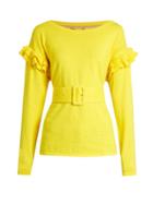 Matchesfashion.com Muveil - Ruffle Trimmed Cotton And Wool Blend Sweater - Womens - Yellow