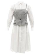 Sacai - Detachable-top Poplin Shirt Dress - Womens - Grey White