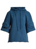 Matchesfashion.com Jw Anderson - Raw Edge Hooded Stretch Cotton Sweatshirt - Womens - Blue