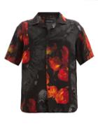 Matchesfashion.com Y/project - Rose-print Short-sleeved Silk Shirt - Mens - Black Red