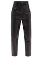 Isabel Marant - Dipadelac High-rise Straight-leg Leather Trousers - Womens - Black