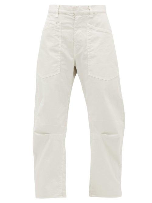 Matchesfashion.com Nili Lotan - Shon Cropped Cotton-blend Wide-leg Trousers - Womens - Ivory