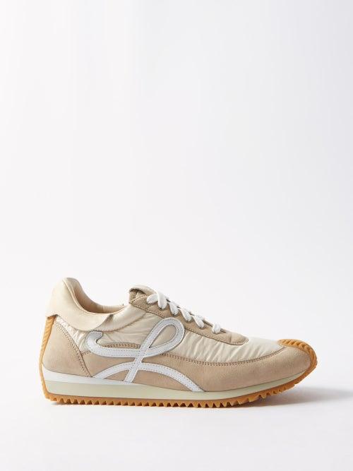 Loewe - Flow Runner Nylon And Suede Trainers - Womens - Beige