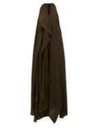 Matchesfashion.com Petar Petrov - Aliya Asymmetric Draped Silk Crepe De Chine Dress - Womens - Dark Olive