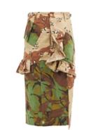 Matchesfashion.com Preen By Thornton Bregazzi - Floral Upcycled Camouflage Cotton-blend Midi Skirt - Womens - Camouflage