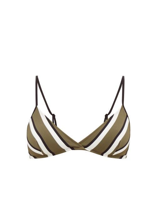 Matchesfashion.com Solid & Striped - Brigitte Striped Bikini Top - Womens - Green Stripe