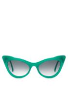 Matchesfashion.com Ganni - Cat Eye Acetate Sunglasses - Womens - Green