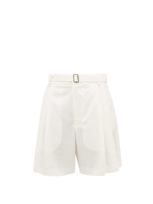 Matchesfashion.com Edward Crutchley - Belted Pleat-front Wool-crepe Shorts - Womens - Ivory