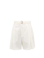 Matchesfashion.com Edward Crutchley - Belted Pleat-front Wool-crepe Shorts - Womens - Ivory