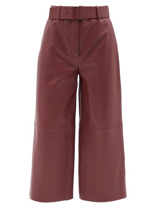 Joseph - Taja Leather Wide-leg Trousers - Womens - Dark Burgundy