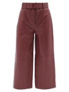Joseph - Taja Leather Wide-leg Trousers - Womens - Dark Burgundy