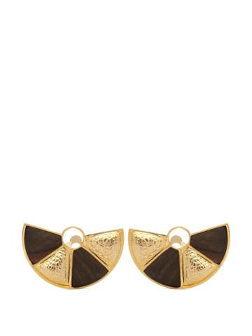 Joelle Kharrat Peacock Wood And Gold-plated Brass Earrings