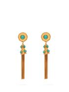 Matchesfashion.com Sylvia Toledano - Turquoise Embellished Tassel Drop Earrings - Womens - Blue