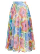 Christopher Kane Floral-print Pleated Organza Skirt