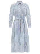 Thierry Colson - Wilda Floral-print Cotton-poplin Shirt Dress - Womens - Blue Multi