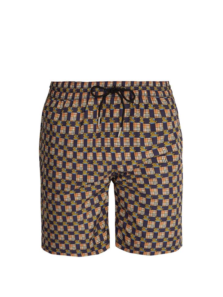Burberry Archive Logo And Vintage Check-print Swim Shorts