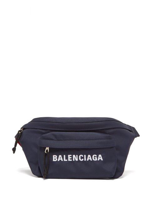 Matchesfashion.com Balenciaga - Wheel Logo Embroidered Belt Bag - Womens - Navy Multi