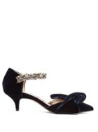 No. 21 Bow-front Velvet Kitten-heel Pumps