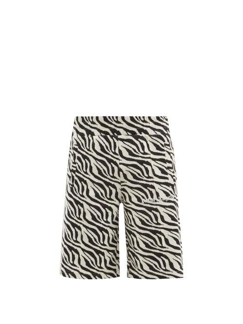 Palm Angels - Zebra-jacquard Jersey Track Shorts - Mens - Black