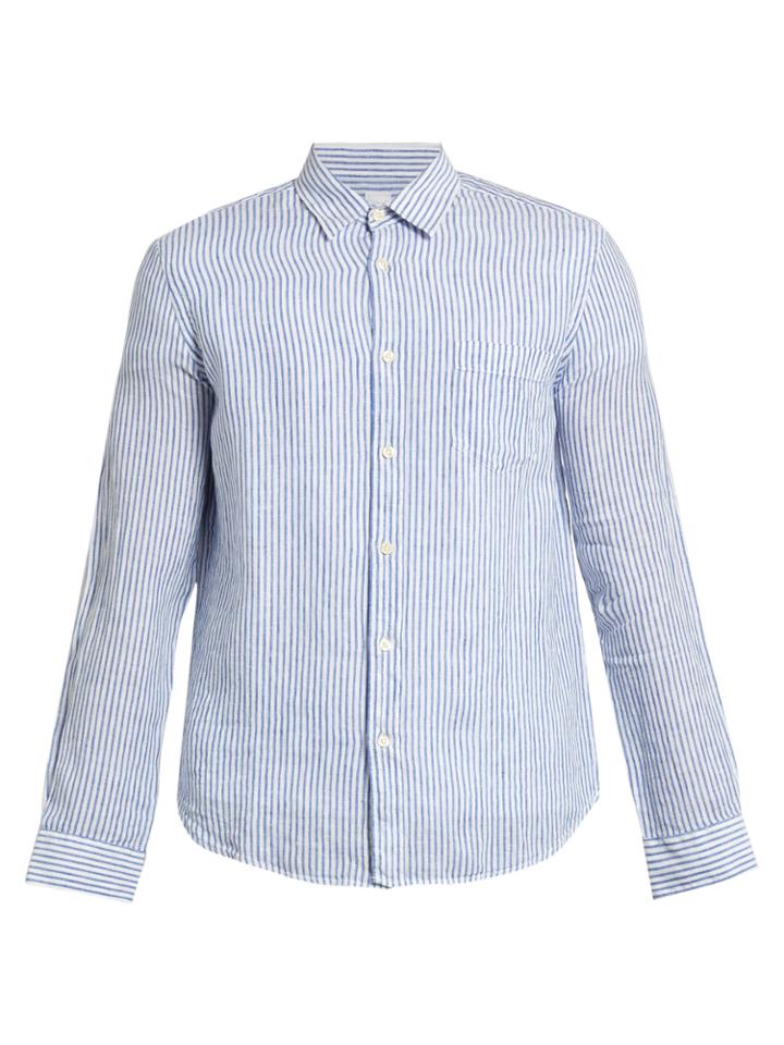 120 Lino Striped Linen Long-sleeved Shirt
