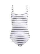 Matchesfashion.com Heidi Klein - Dubrovnik Lace Up Striped Swimsuit - Womens - Navy Stripe