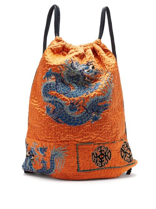 Matchesfashion.com By Walid - Jim Chinese Embroidery Drawstring Bag - Mens - Orange