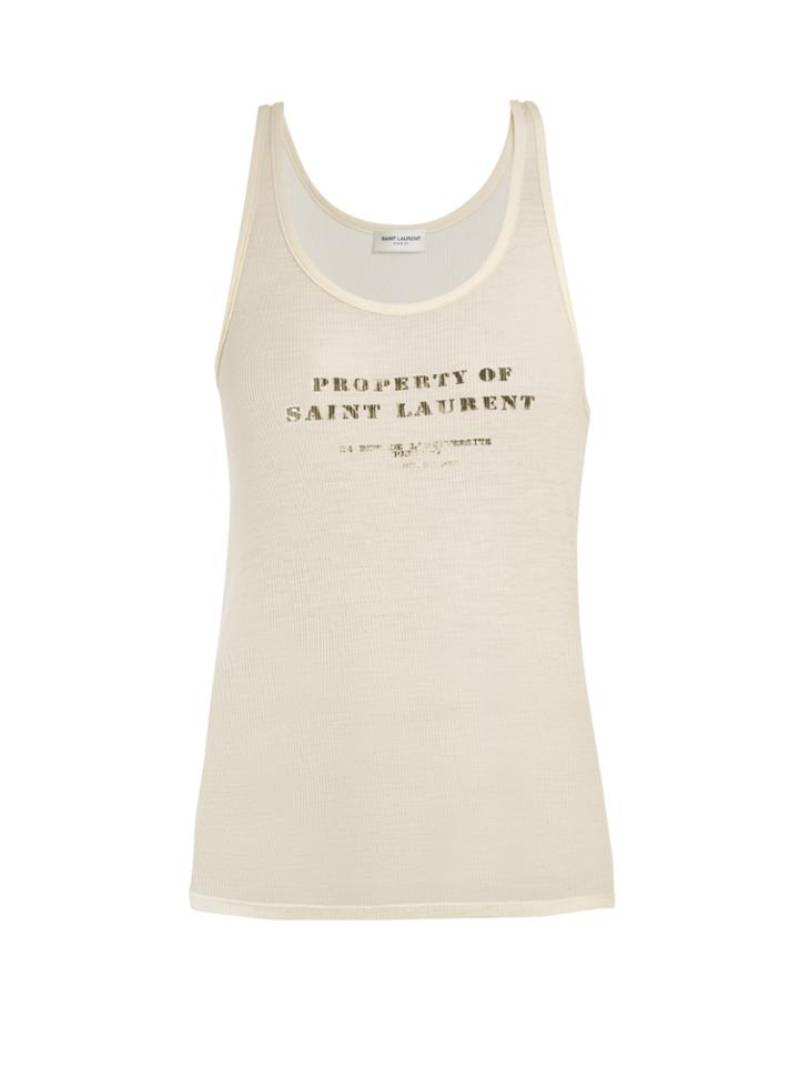 Saint Laurent Logo-print Scoop-neck Jersey Tank Top